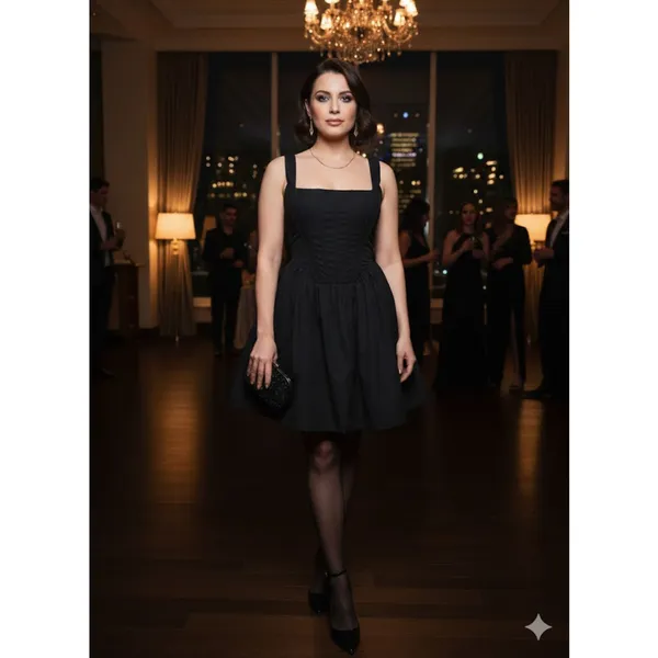 RESET Black Corset Mini Dress Size Large Goth Grunge Tulle - Image 3