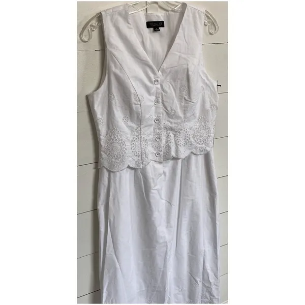Rachel‎ Zoe White Crochet Lace Midi Dress Sleeveless NWT Small Boho Cottagecore - Image 5