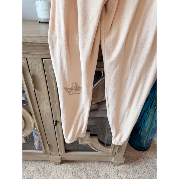 Boys Lie Terry Cloth Sweatpants Womens Peach Medium Meet Cupid Joggers‎ - Image 4