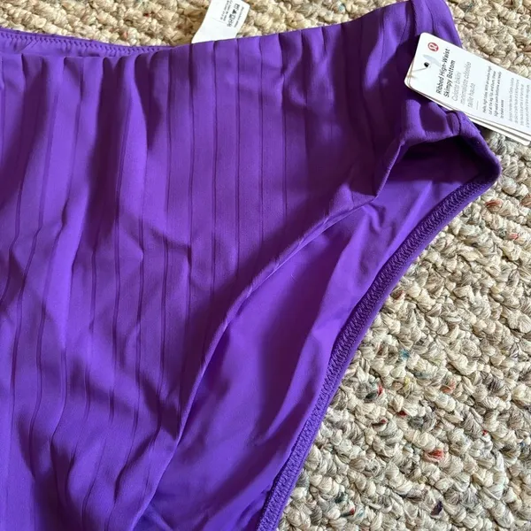 NWT Lululemon Ribbed High-Waist Skimpy-Fit Swim Bottom Atomic Purple- Size 8 - Image 8