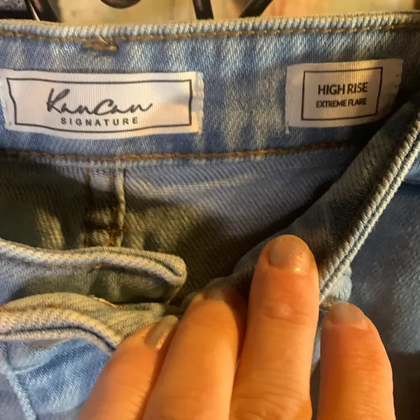 KanCan Signature High Rise Print Inset Blue Flared Women's Jeans Size 29 - Image 6