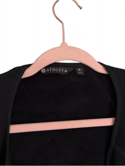Athleta Cozy Karma Black Draped Open Front Cardigan Fleece Lined Sz M Casual - Image 4