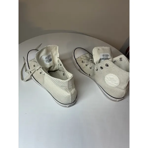 Women's Converse Size 8 Chuck Taylor All Star Hi Snake Skin Woven White Waffle‎ - Image 3