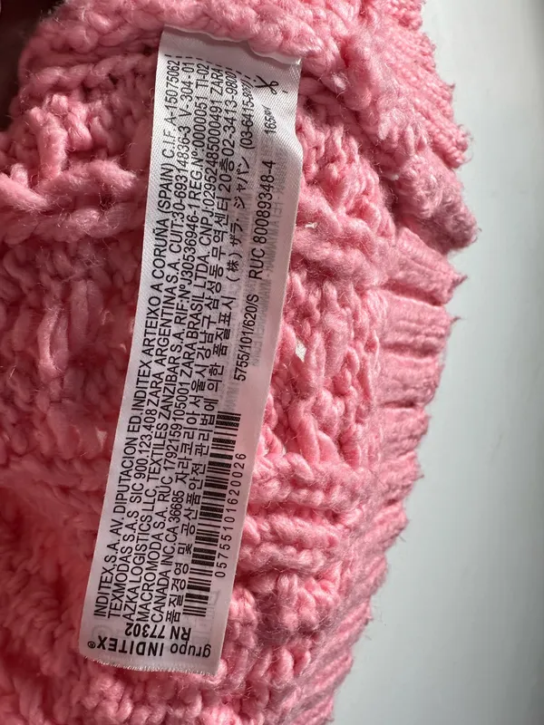 ZARA Pink Cable Knit Sweater Vest‎ Womens S Cropped Chunky Knit Sleeveless Top - Image 8