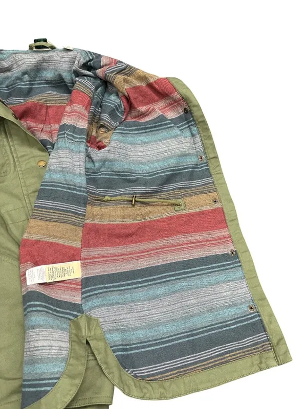LL Bean wms olive green sherpa collar plaid lined field jacket sz M SKU 10-782 - Image 15