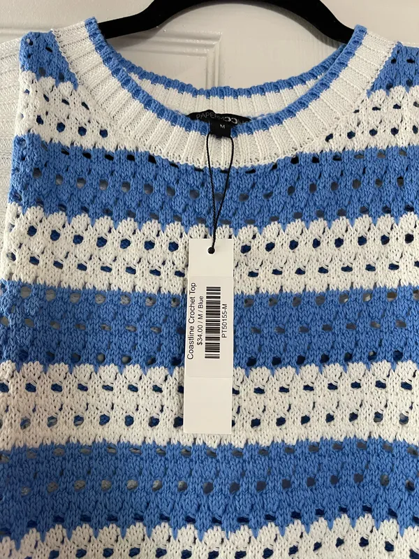 Vestique Blue and White Crochet Top - Image 5