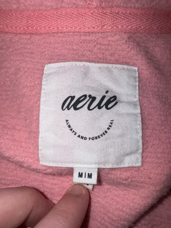 Aerie Pink Quarter Zip Cropped Oversized Hoodie Size Medium - Image 4