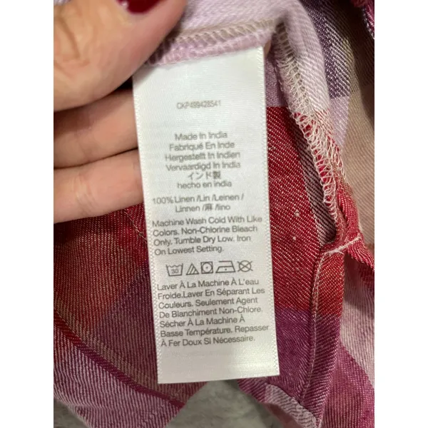 Madewell Plaid Tie-Back Tank in 100% Linen Natural Fiber Tank Top Blouse Size 12 - Image 5
