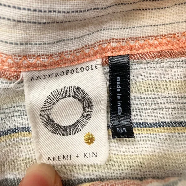 Anthropologie Striped Eyelet Buttondown Shirt Relaxed Multicolor M/L - Image 10