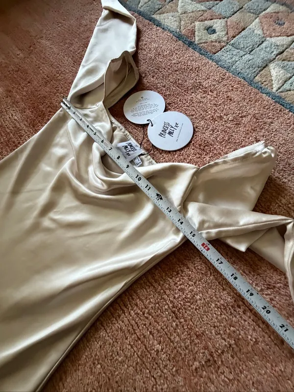 Princess Polly Star Power Mini Dress Size S Champagne Satin Cowl Neck NWT - Image 7