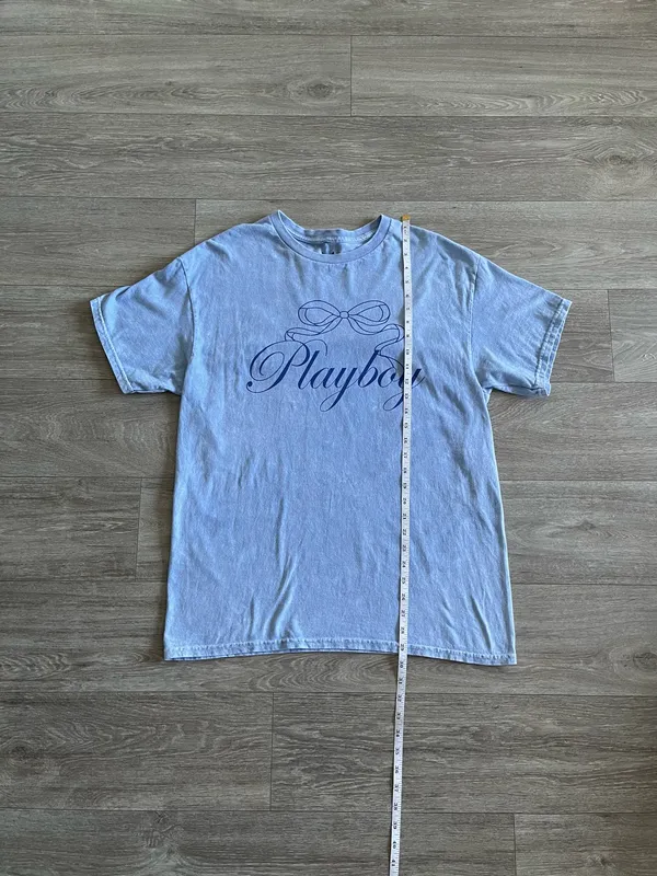 Playboy acid wash blue graphic tee - large - Image 5