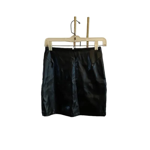 Vintage 90s eyecandy black pleather vegan leather party girl festival Mini Skirt - Image 5