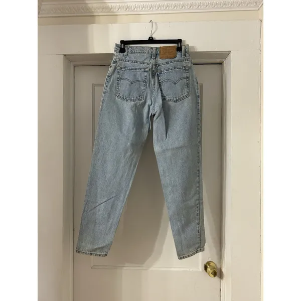 Vintage 90 Levis 550 Relaxed Fit Tapered Leg Jeans Light Wash Made in USA Size 9 - Image 2