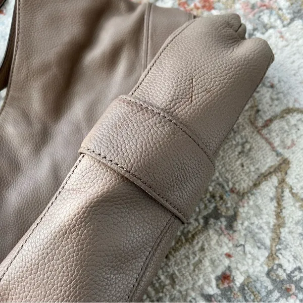 Michael Kors Jamesport Leather Hobo Large Shoulder Bag Taupe Tan Nude Gold - Image 6