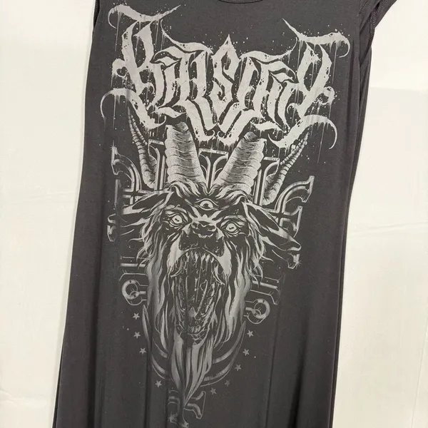 Killstar Bellow Maxi Dress Baphomet Graphic Print Grunge Goth Gothic Punk Black - Image 3