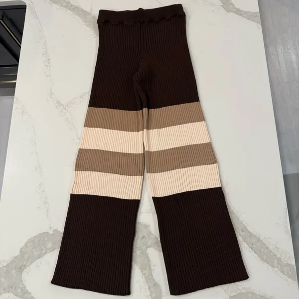 Free People Beach NWT Kami Hooded Sweater Set Womens Small Brown/Cream Oversized - Image 12