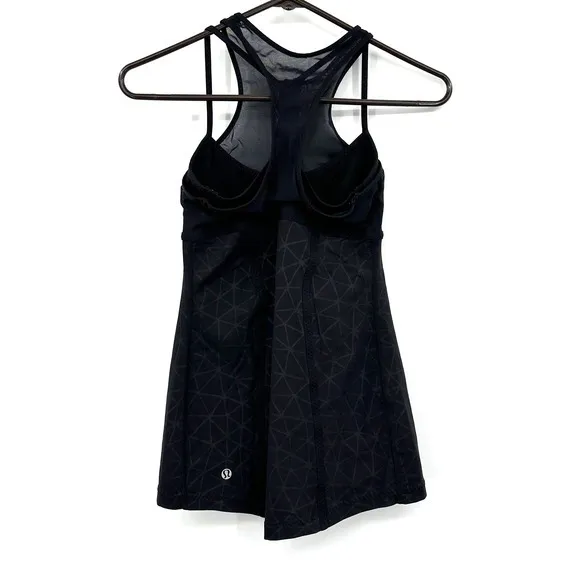 Lululemon‎ size 4 Fresh in Mesh black bra tank luxtreme mesh black silver - Image 2