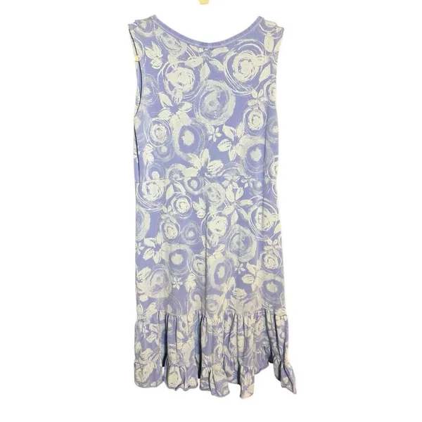 Fresh Produce Lavender White Floral Swirl Pattern‎ 100% Cotton Tank Dress Sz S - Image 2