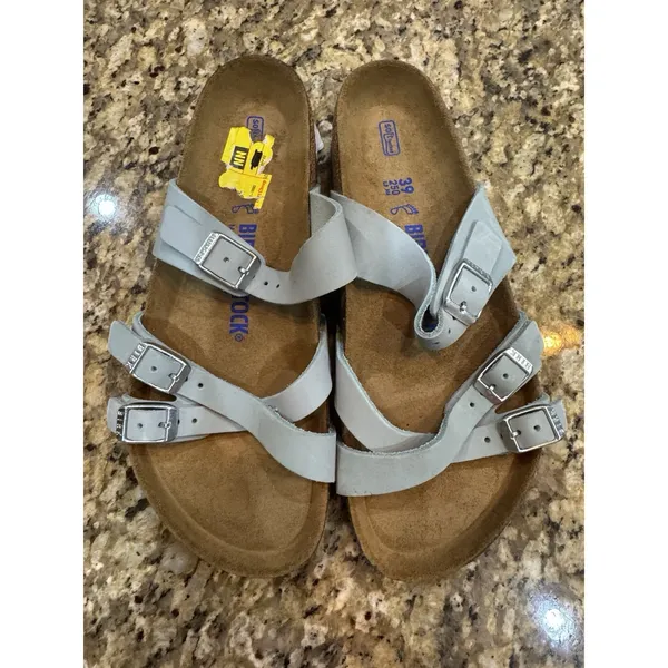 Birkenstock Franca Stone Blue Size 39 US Women's 8 Strappy Slide Sandal - Image 2