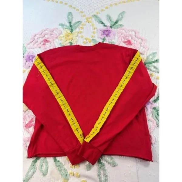Mighty Fine Red Peace Love Unity S Crewneck Long Sleeve Crop‎ Top Women S - Image 8