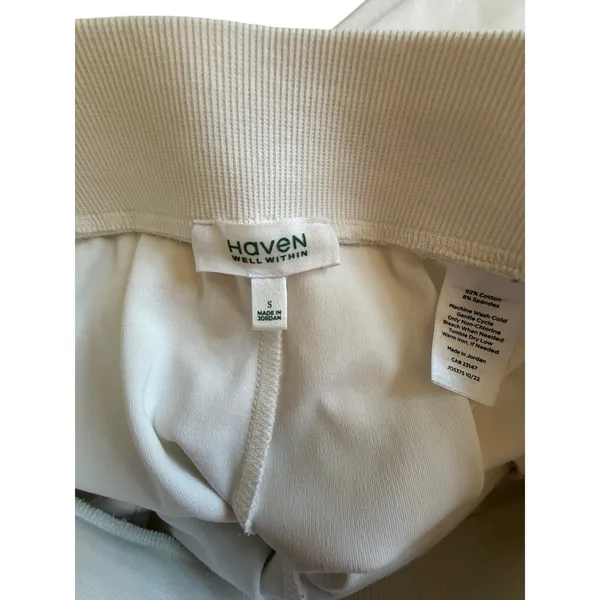 Haven Well Within White Knit Lounge Pants Small Wide Leg Travel Cotton - Image 4