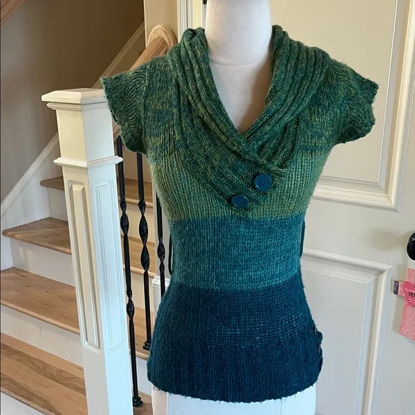 Colorblock Multicolor Green Mod Sweater - Image 3