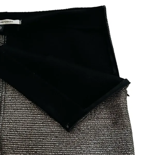 Diane Von Furstenberg Skirt Katinko Silver Metallic A-Line Skirt Size 10 - Image 4
