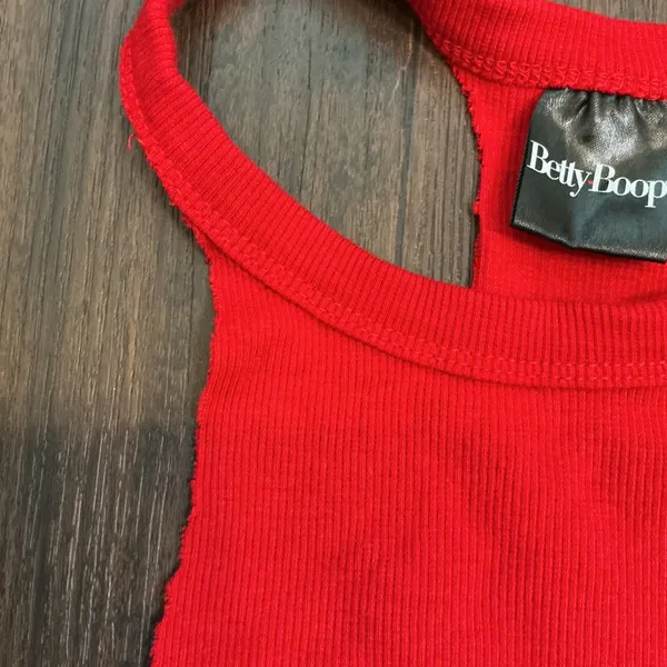Betty Boop Graphic Biker Motorcycle Halter Crop Top Red Tie Back XS Y2K Edgy - Image 3