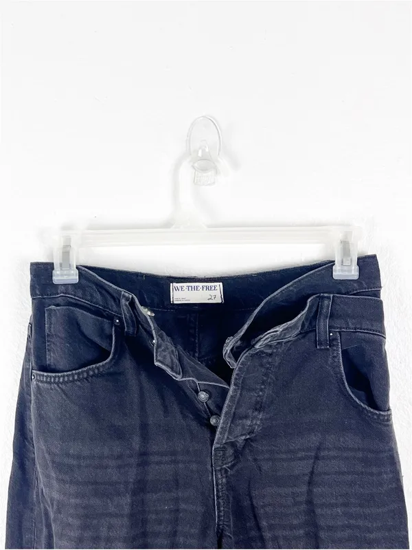 FREE PEOPLE We The Free Black Crossroads Boyfriend Barrel Jeans Size 27 Slouchy - Image 6