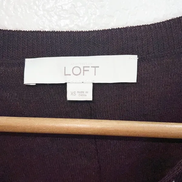 Loft Lightweight Maroon Beaded Long Sleeve Acrylic And Wool Blend V Neck Top - Image 8
