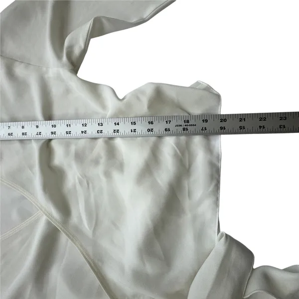 Wilfred Aritzia White Wrap Blouse Womens S Silk Trim Balloon Sleeve Cropped Top - Image 8