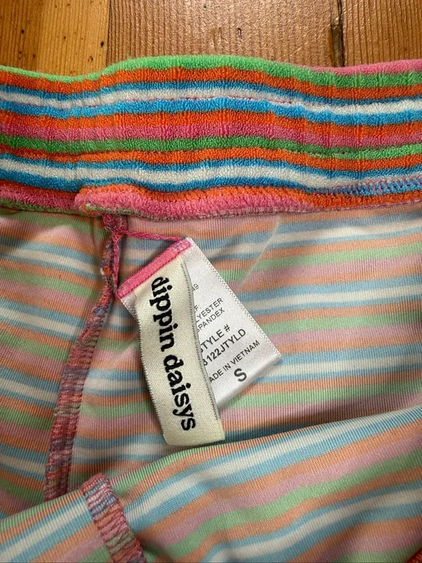 Dippin Daisy’s Girls Club Pink Multi Striped Terry Knit Drawstring Swim Shorts S - Image 6