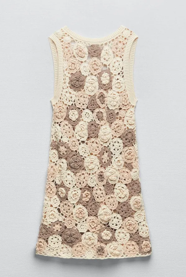 ZARA Floral Crochet Knit Dress - Image 6