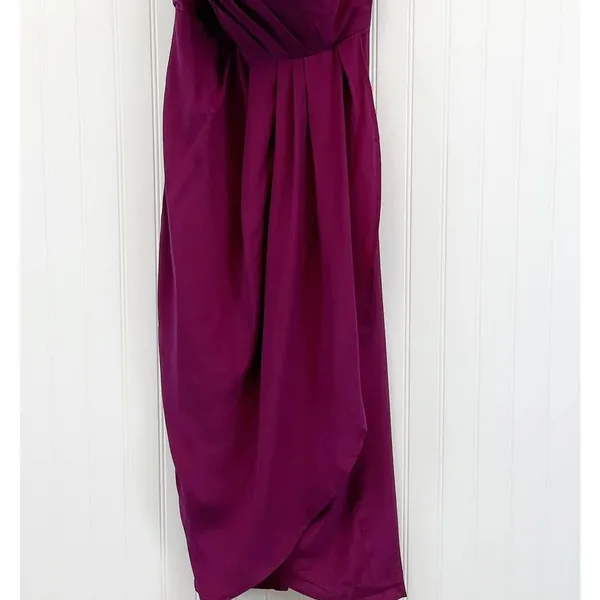 Yumi Kim Glamour Night Womens S Midi Dress Burgundy 100% Silk‎ Cocktail Party - Image 6