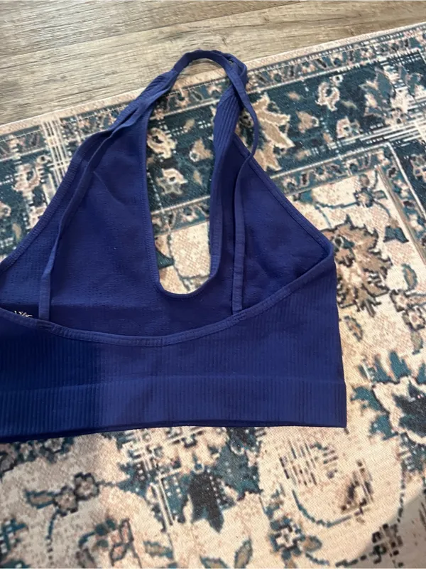 Free people intimately seamless Navy Ribbed Halter Crop Top - Image 6