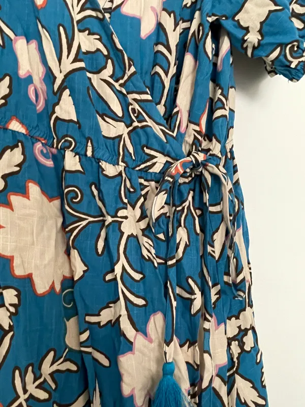 Knox Rose Blue Floral Wrap Dress - Image 3