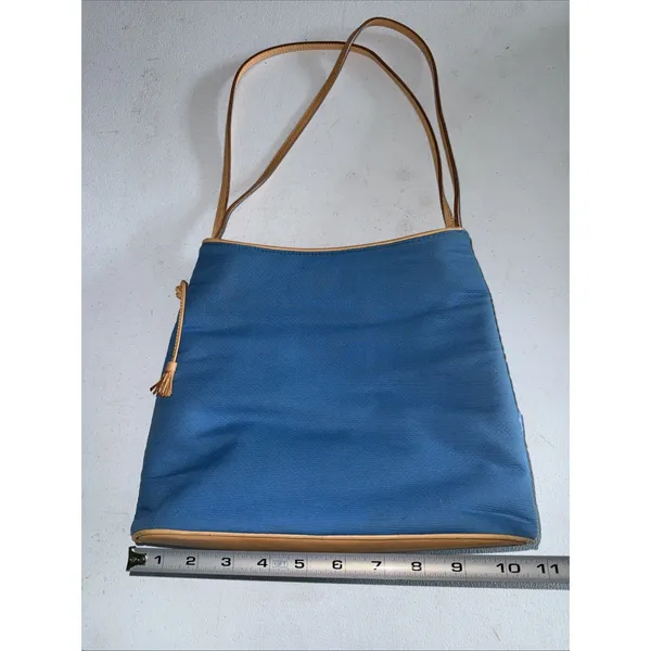 Ralph Lauren Shoulder bag Blue Fabric Tan‎ Leather Trims - Image 4