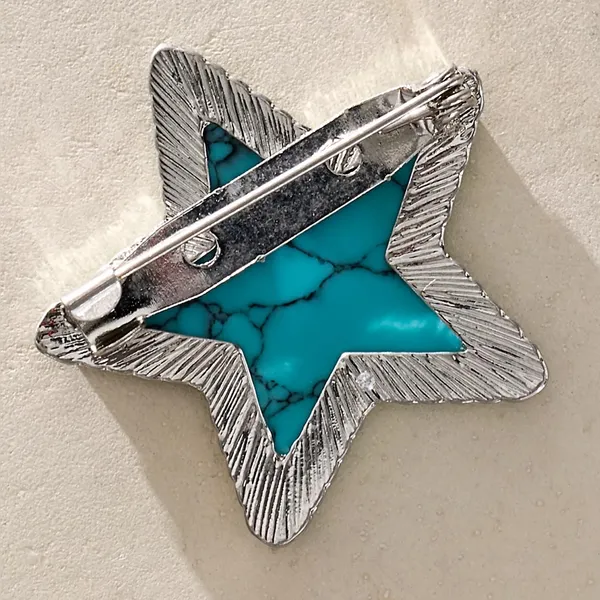 Free People Western Bohemian Star Turquoise High Roller Brooch Rodeo Cowgirl NWT - Image 3