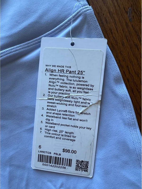 Lululemon Align High Rise 25” Pastel Blue Size 6 NWT - Image 4