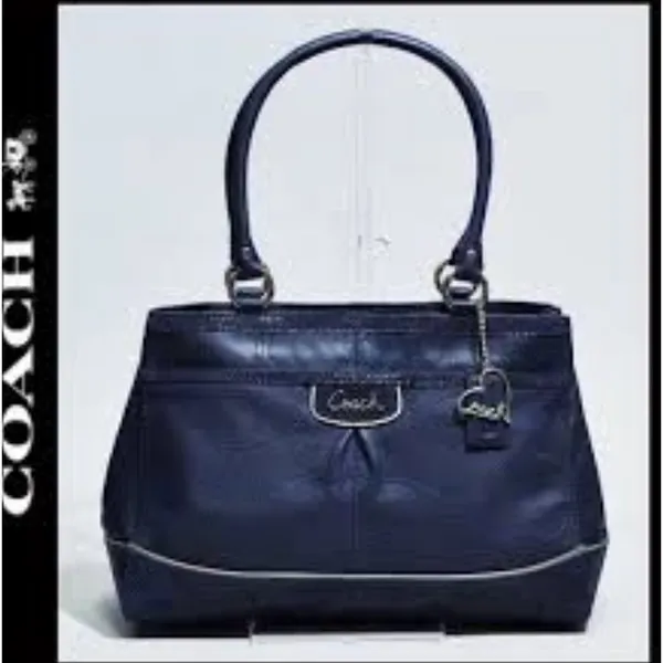 Coach Park Elevated Navy Leather Snakeskin Trim Carryall Shoulder Bag - Image 2