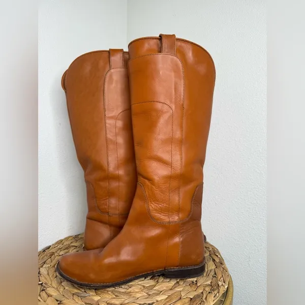 Frye Boots Tall Boot Paige Cognac Camel Leather Riding Brown 6.5 - Image 5