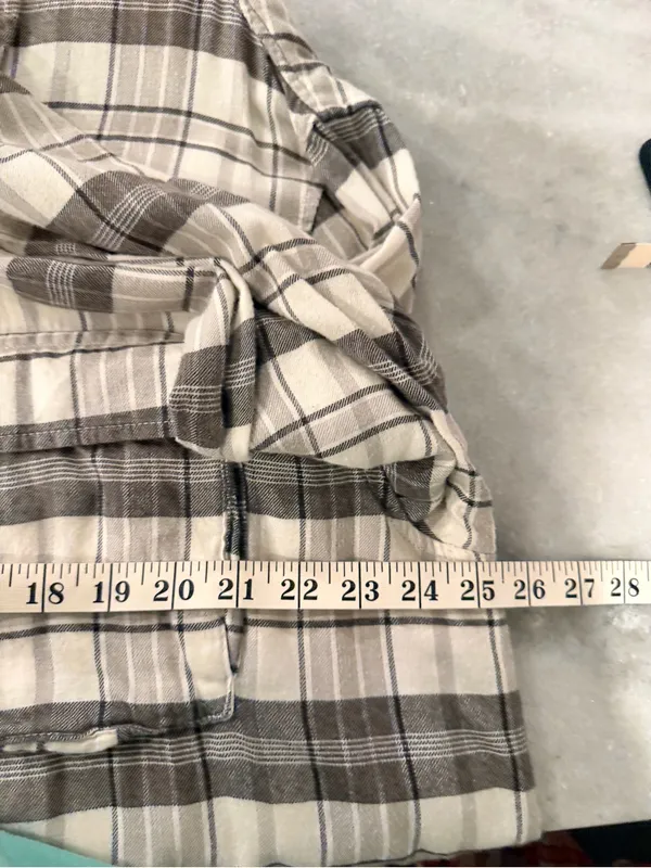American Eagle Size XL Seriously Lived-In Gray Plaid Flannel Shirt Pearl Snap - Image 11