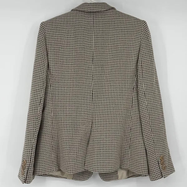 Armani Collezioni Virgin Wool Houndstooth Blazer Jacket Beige Black Size 8 Italy - Image 2