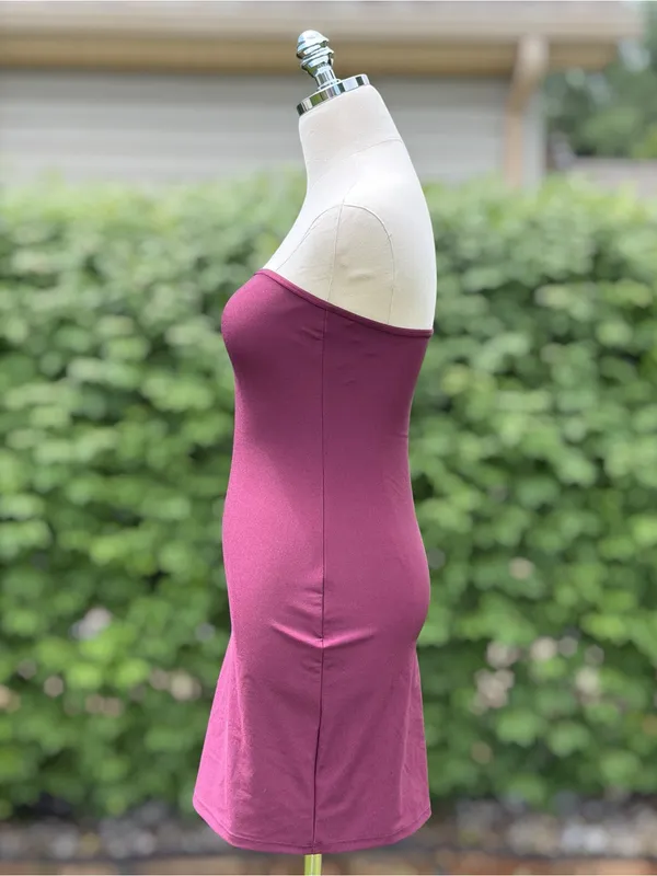 SER.O.YA Merlot Shimmer Glam Strapless Bodycon Mini‎ Dress Cocktail Party Club S - Image 3