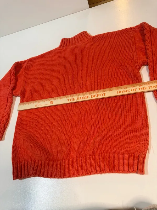 Nuovo Cable Knit Mock Turtleneck Sweater in Orange - Image 10
