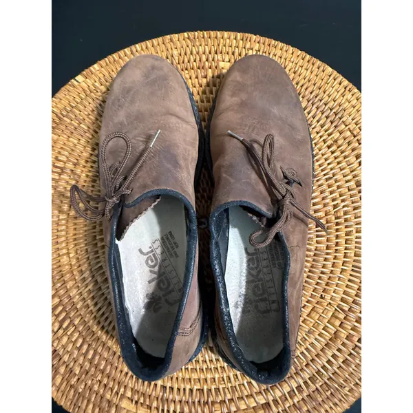 Rieker Antistress‎ Womens Brown Leather Lace Up Lug Sole Oxford Shoes 5 - Image 3