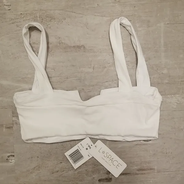 💕L*SPACE💕 Ribbed Lee Lee Bikini Top ~ White Medium NWT - Image 16