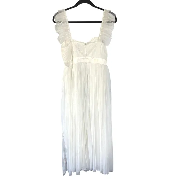 Anaya Maternity Maxi Dress Cream Babydoll Tulle Gauzy Summer Ethereal Size 4 - Image 3