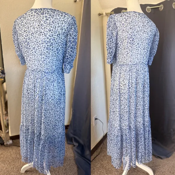 Baum und Pferdgarten Jocelyn Dress Womens Large Blue Leopard Mesh‎ Midi - Image 10