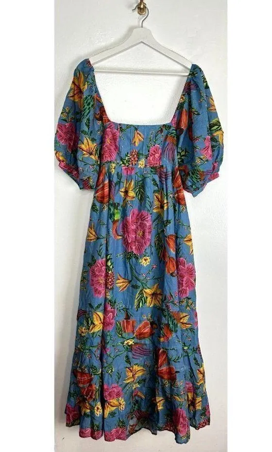 FARM RIO Toucans Garden Midi Dress in Blue Size Small - Image 3